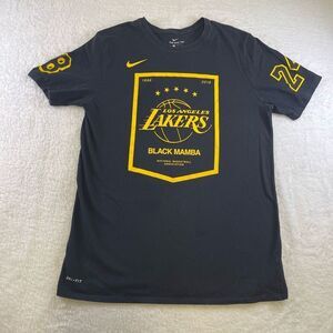 NIKE KOBE BRYANT 8 24 2016 Retirement LAKERS Banner DRI FIT T Shirt L MAMBA